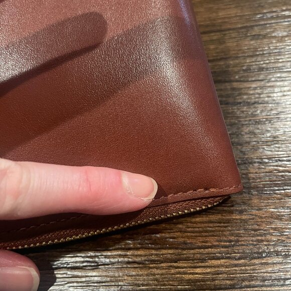 NWT Madewell Essential Zip Wallet Warm Cinnamon Brown Leather Square 4x4 NN468 - Picture 4 of 9